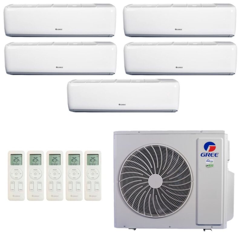 Ar-Condicionado Multi Split Inverter R-32 Gree 42.000 (4x Evap HW 9.000 + 1x Evap HW 24.000) Quente/Frio 220V