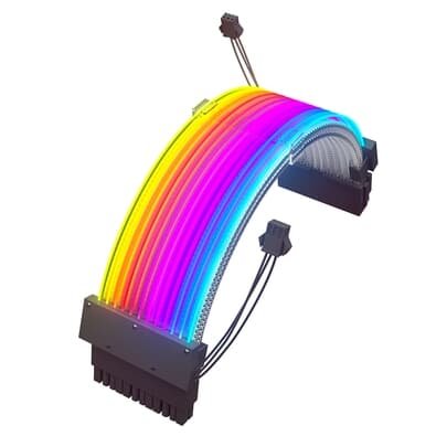Cabo Extensor de Fonte Sleeved Redragon, 24p ATX, LED ARGB - RD-GCP06