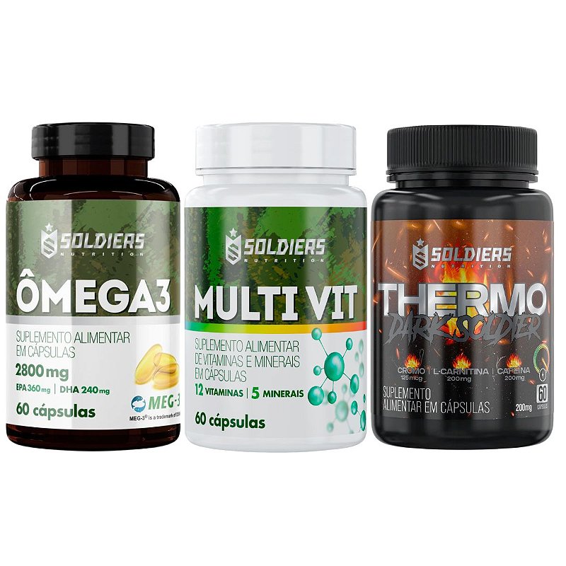 Kit: Ômega 3 + Multivitaminico + Thermogênico - Soldiers Nutrition