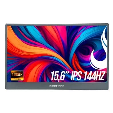 Monitor Portátil Gamer Rise Mode Portavision, 15.6" Full HD 144hz IPS, Mini HDMI, USB-C, sRGB66, Preto - RM-MPV-15-B-144FH